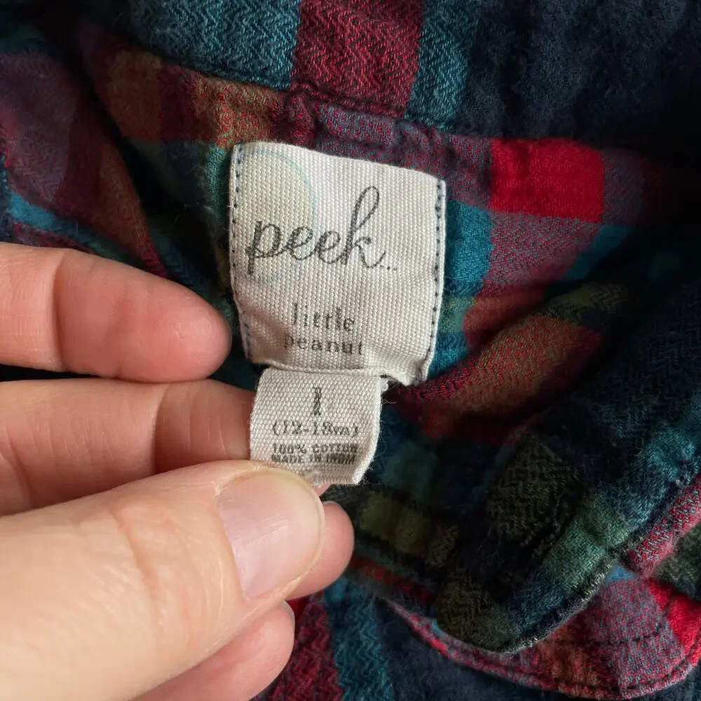 Peek Flannel Button-Down Shirt - Size 12-18 Months